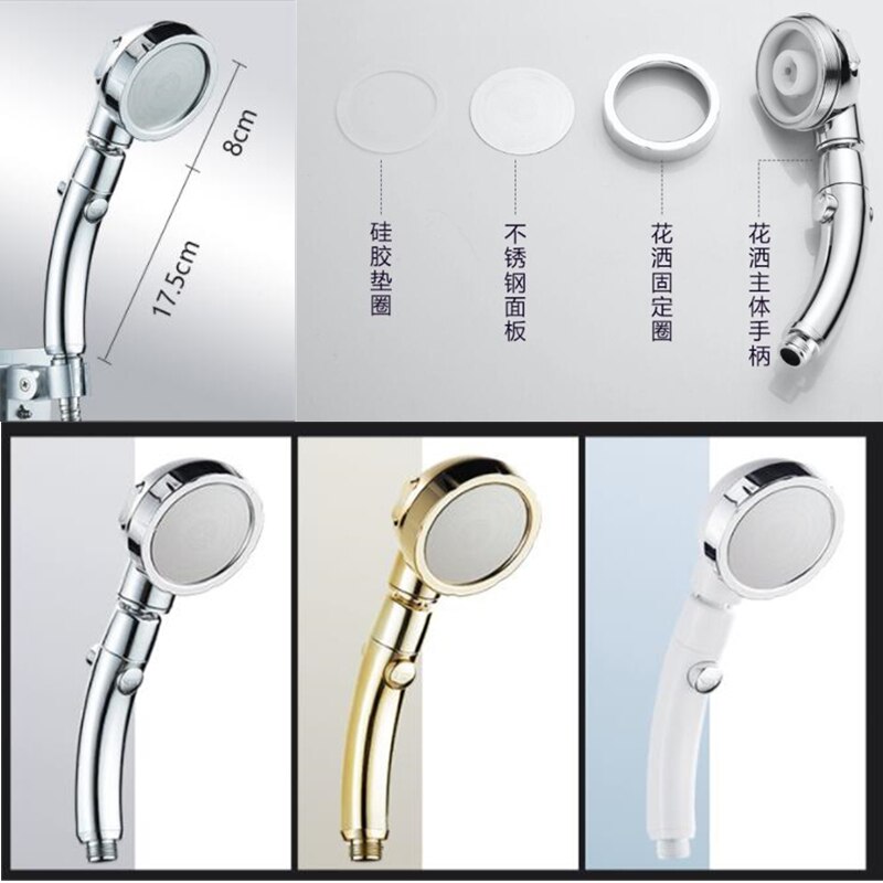 360 Degree Rotatable 3 Modes Shower Head With Water Control Button High-pressure Water-saving Rain Shower Watering Head