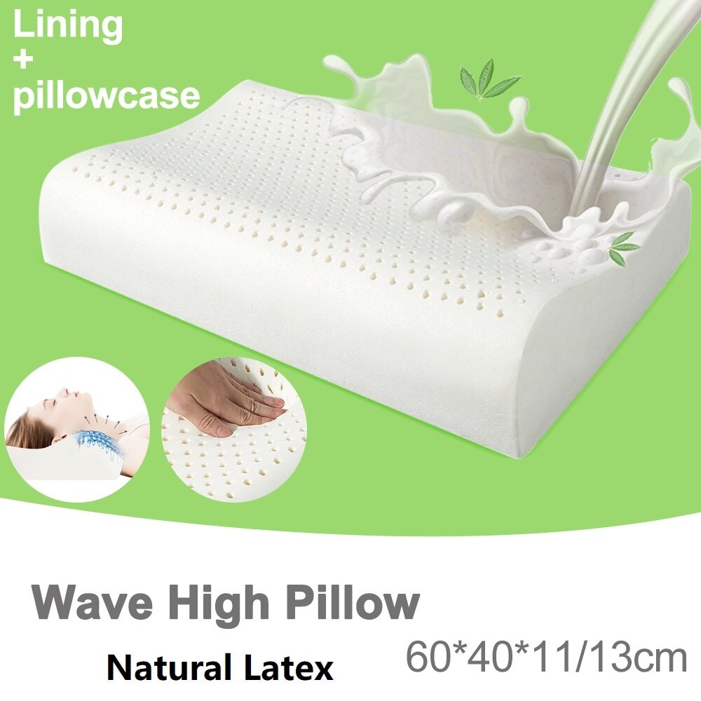 Nekkussen van natuurlijk latex, orthopedisch beddengoed, cervicale massagekussen, kussen met kussensloop voor pijnverlichting in de gezondheidszorg: A2 60 x 40 x 11cm