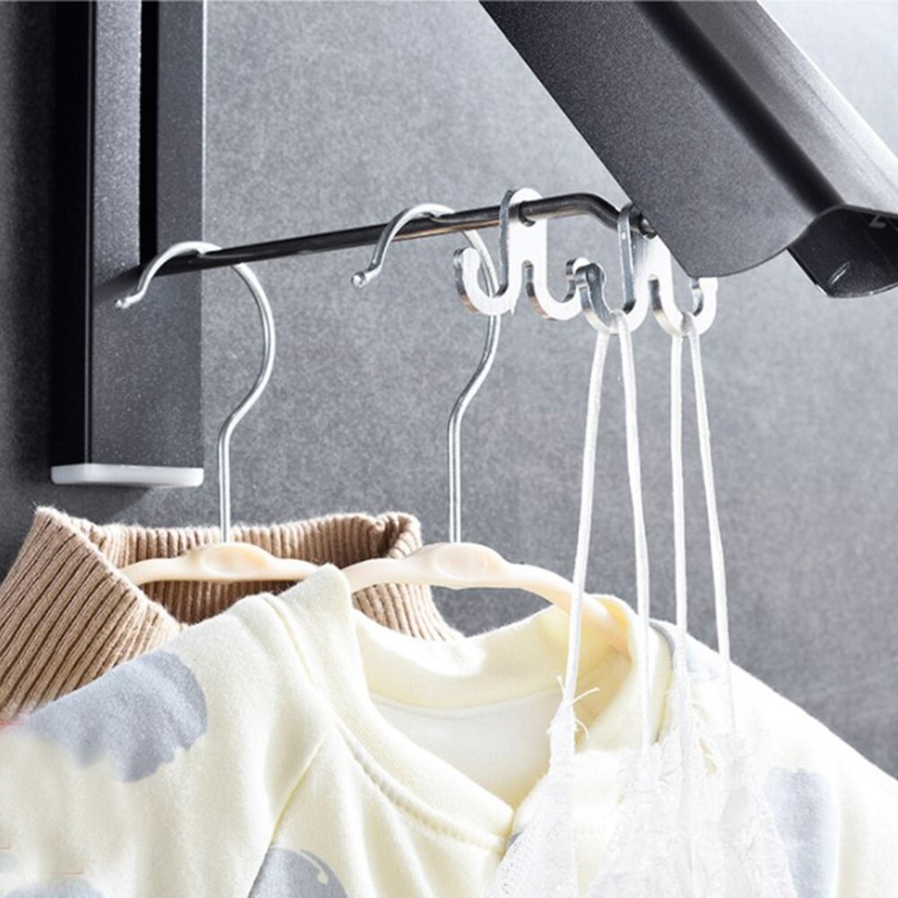 Bathroom Wall Mounted Home Clothes Hanger Folding Retractable Drying Rack Adjustable Laundry Multifunction Indoor Punch Free