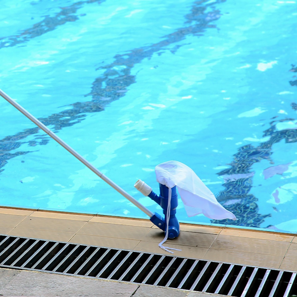 Pooldammsugningssats minidammsugare poolskimmer poolnät för rengöring av flytande skimmer pool bladnät simverktyg