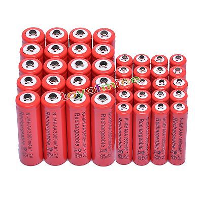 Pilas recargables AA de 32/50 mAh y AAA, 3000mAh, 1800 V, NiMH, Color rojo, 2a 3A, juguetes de control remoto, linterna led, 2/10/20/1,2 Uds.