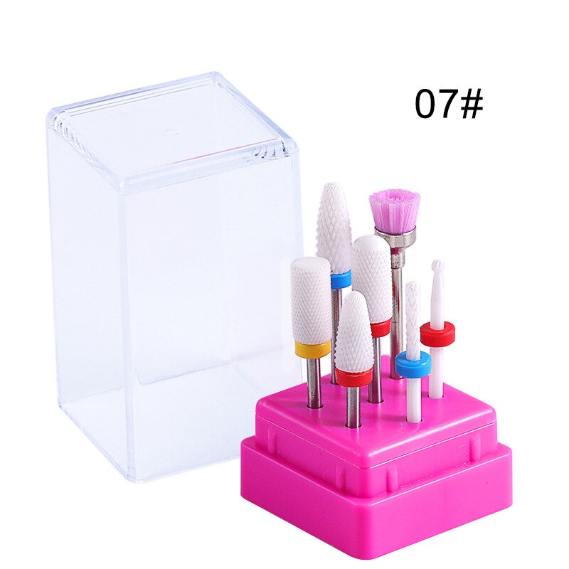 Brocas de tungsteno para manicura, cabezales de carburo de tungsteno, juego de brocas, 7 Uds.: number7