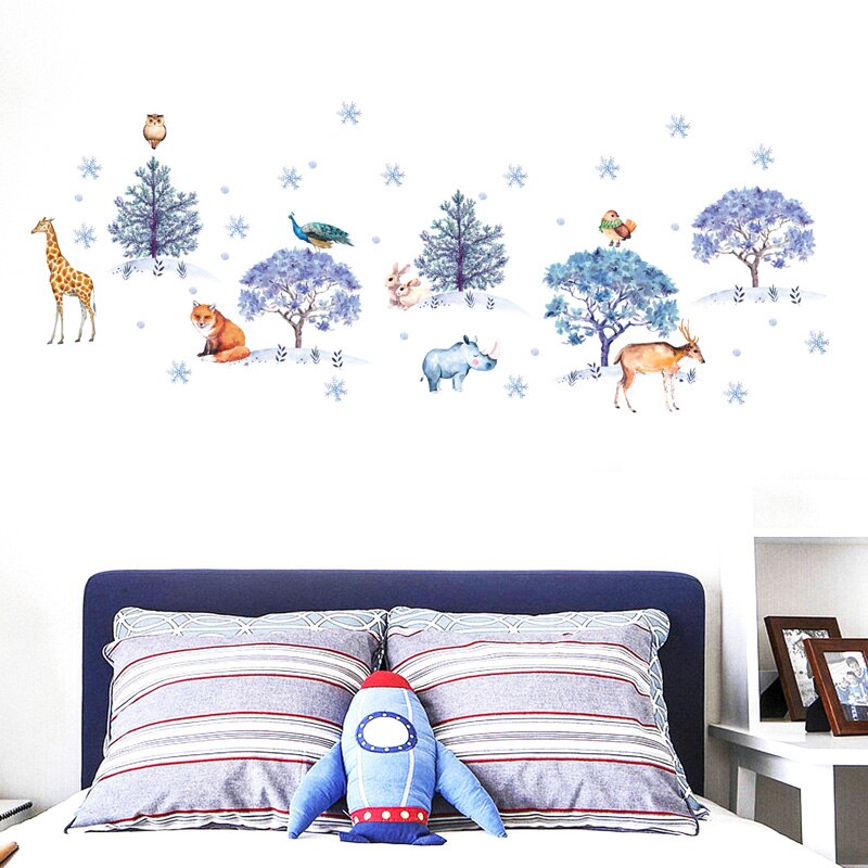 Snow land Animal Wall Stickers bedroom living room Background home decoration Mural Christmas decor Wallpaper Art Decals sticker