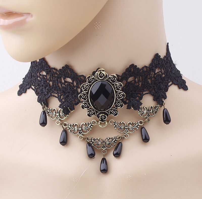 Overdrijven elegante temperament verdienen choker ketting Kant mode ketting womens chokers rhinestone choker gargantilha choker