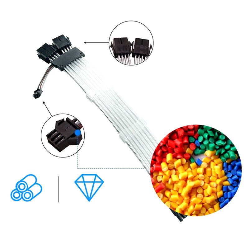 8p (6+2) RGB Row Phantom Color Light-Emitting Chassis Adapter Extension Cable