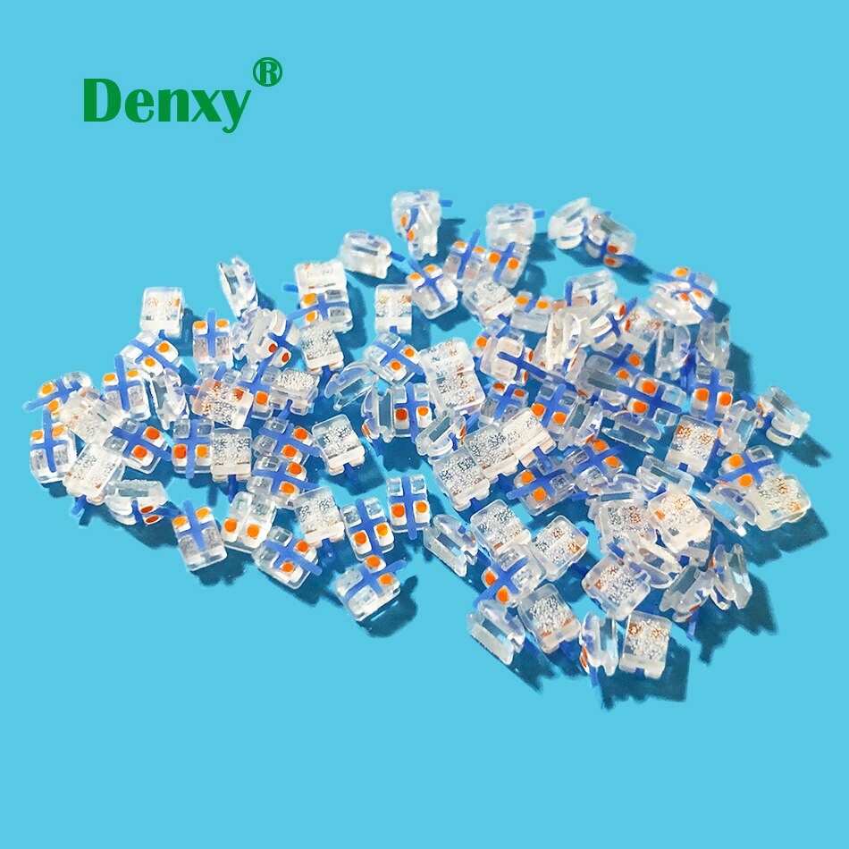 Denxy 1 boks høy dental safir keramisk brakett tannregulering kjeveortopedisk materiale klar monokrystallinsk safir