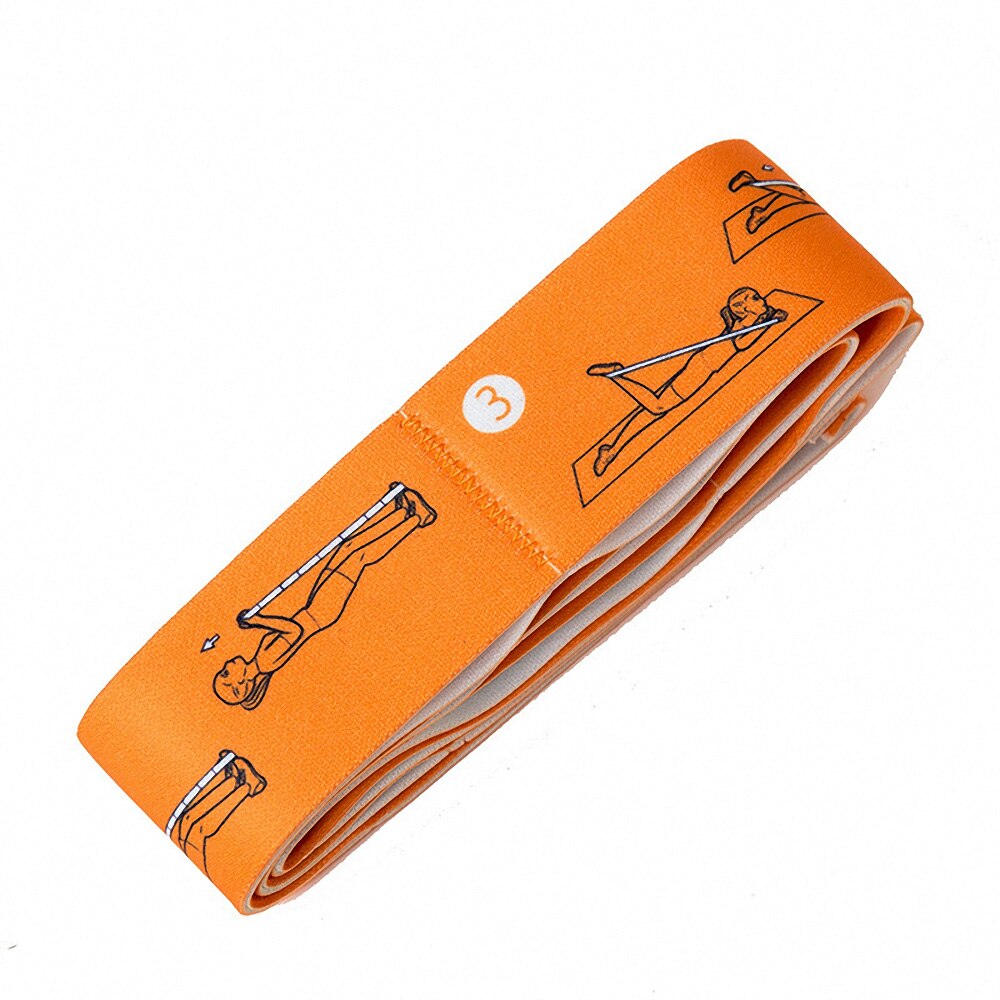 Elastische Grafische Yoga Stretching Band Duurzaam Yoga Dans Weerstand Band Assist Training Spanning Band Fitness Stretch Riem: Orange