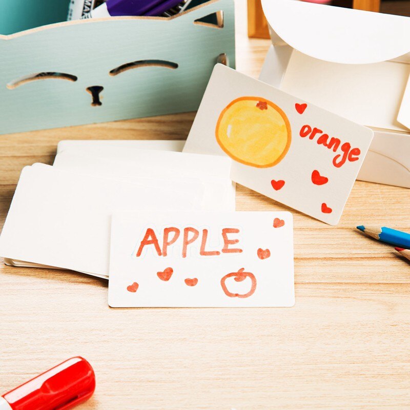 Tomt hvidt pap papir beskedkort visitkort word card diy tag kort omkring 100 stk. (hvidt)