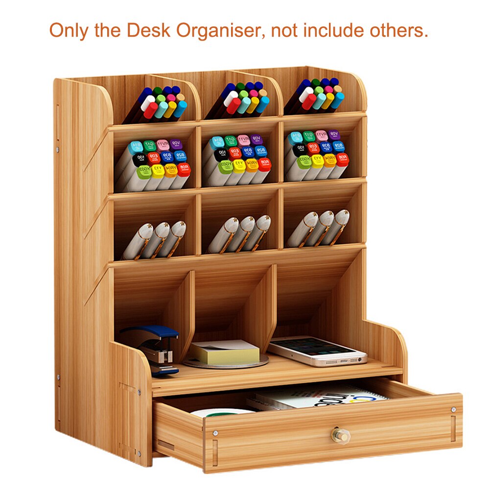 Large Multi-Function DIY Desktop Storage Box Wooden Office Multi-layer File Rack Supplies File Book Organizer Bookshelf