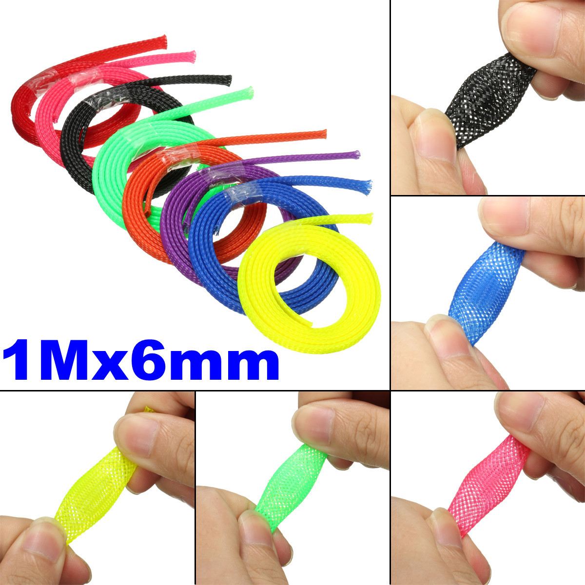 1m 6mm Cable Sleeve Insulated Braided Sleeving Data line protection Wire Cable Flame-retardant nylon tube