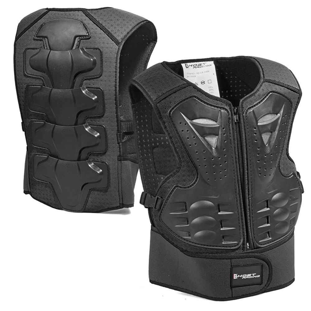 GHOST RACING-Chaleco de armadura para motocicleta para niños, Protección trasera, Protector de pecho y espalda para Motocross, chaleco para carreras, equipo de protección: Black Vest