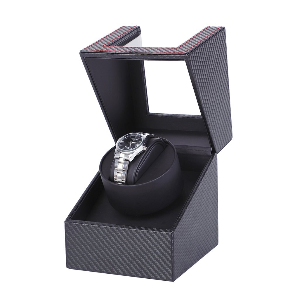 EU/US/AU/UK Plug High Class Motor Watch Shaker Watch Winder Case Holder Display Automatic Mechanical Black Brown Watch Winder: fiber black US