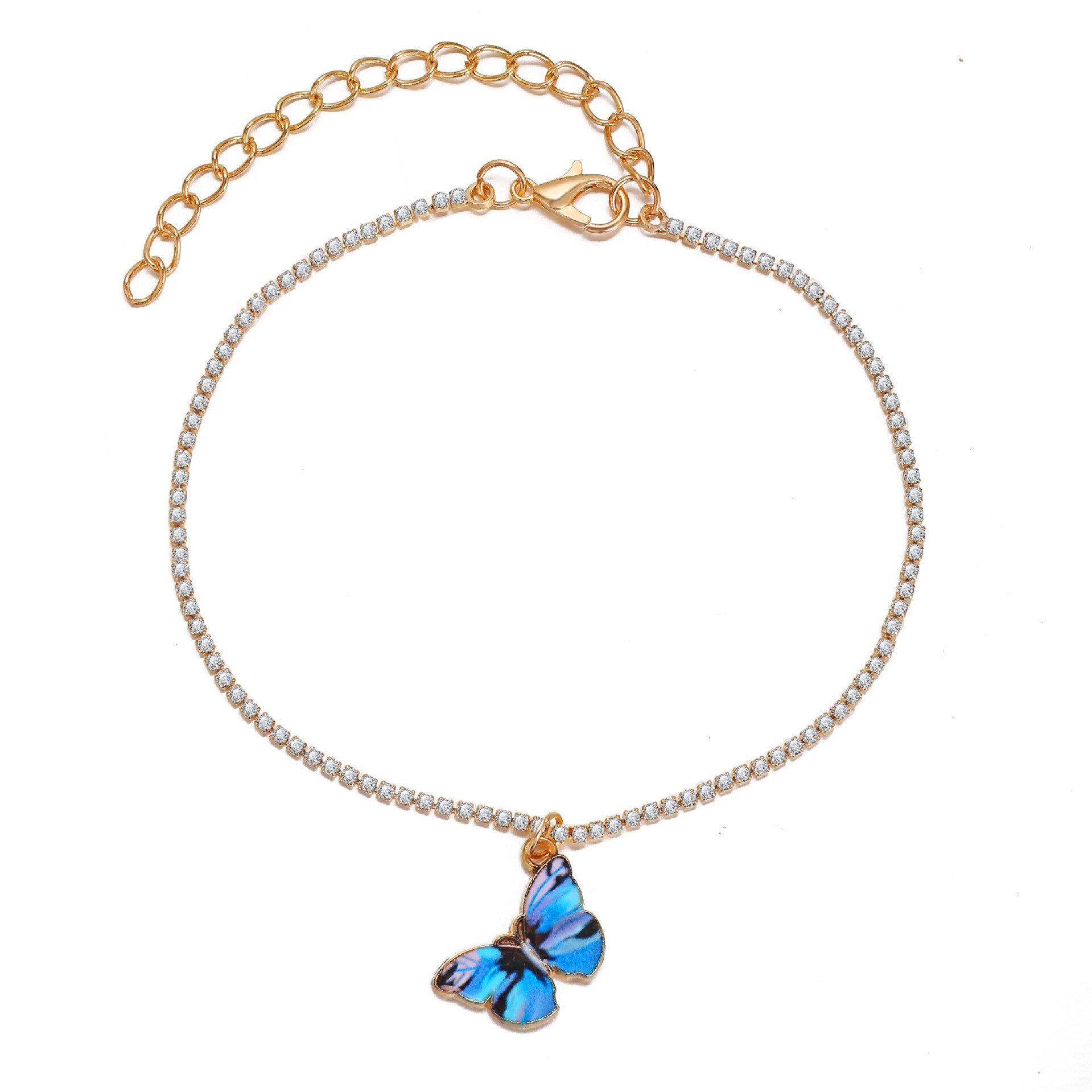 stop wisiorek z motylem bransoletka naszyjniki dla kobiet dziewczynki 2020 błyszczący słodki naszyjnik elegancki choker moda biżuteria letnia prezent: Full diamond bracele