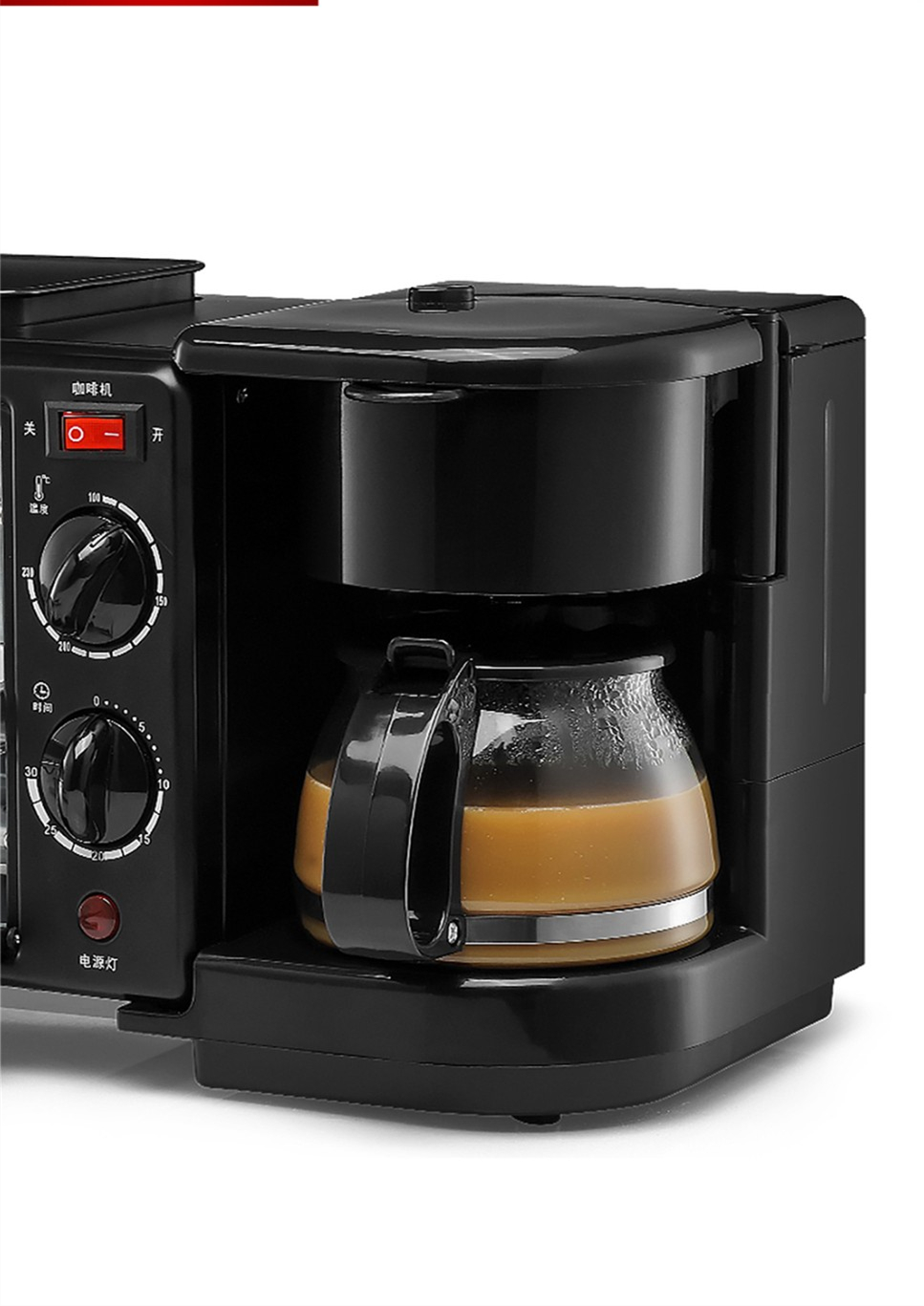 Multifunctional three in one breakfast machine household electric oven toaster frying pan mini oven