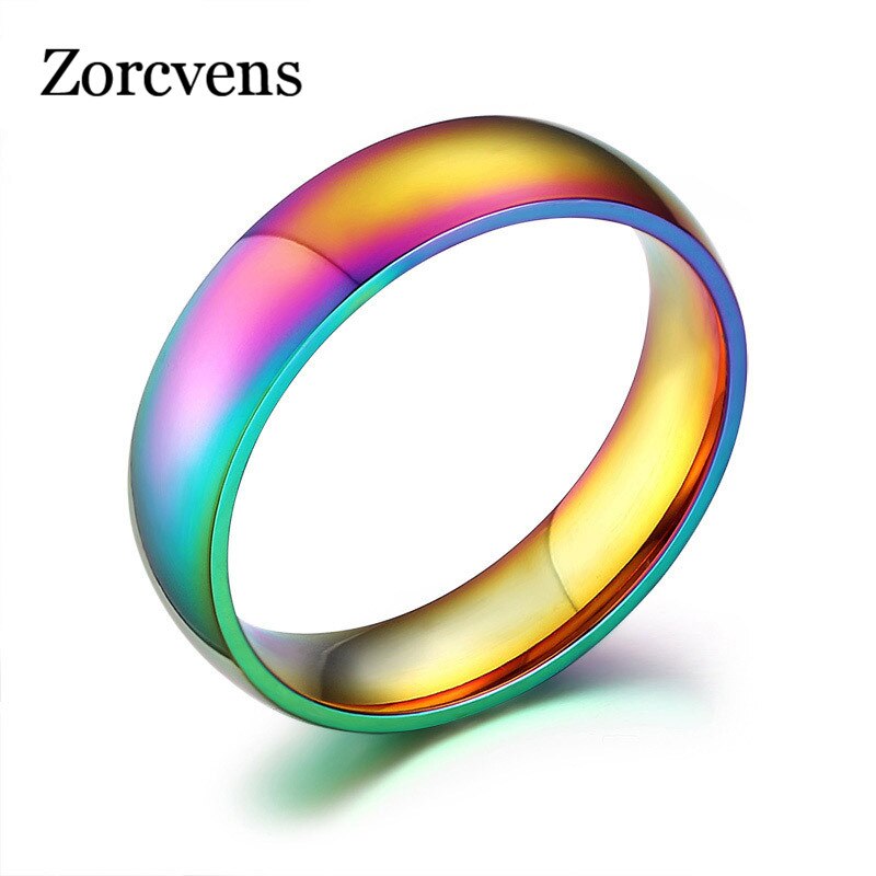 Anillos de boda de 6mm de ancho para mujer y hombre, joyería de Orgullo Gay, anillos de boda de Color arcoíris, anillo de acero inoxidable, , novedad de 2022