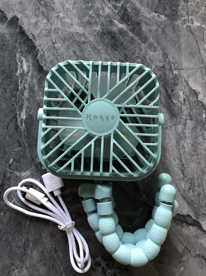 Stroller fan, stroller fan, portable outdoor fan, clip-on baby fan , 600 mah usb rechargeable handheld home electric fan, 3- speeds, summer: Green