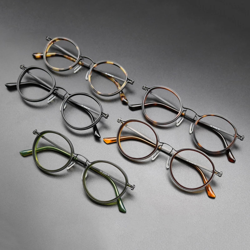 Vintage Titan Brillen Rahmen Männer Runde Myopie Brillen Frauen Retro Optische Luxus Gläser Rahmen Brillen