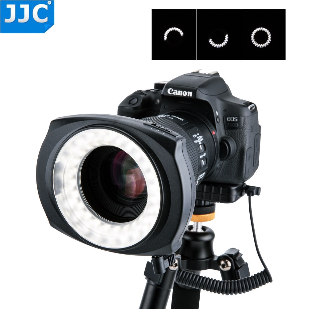 Jjc Led Flash Macro Ring Light Speedlite Voor Dslr Macro Lens Omvat Adapter Ring 49Mm 52Mm 55Mm 58Mm 62Mm 67Mm Stap Ring