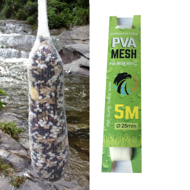 5M PVA Breite Mesh Refill Karpfen Angeln Strumpf Rig Köder Wrap Taschen angeln werkzeuge und ausrüstung