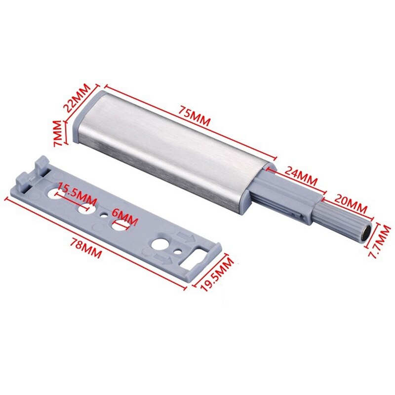 20Pc Door Stopper Cabinet Catches Stainless Steel Push to Open Contact Damper Buffers Quiet Closer Magnetic Hardware