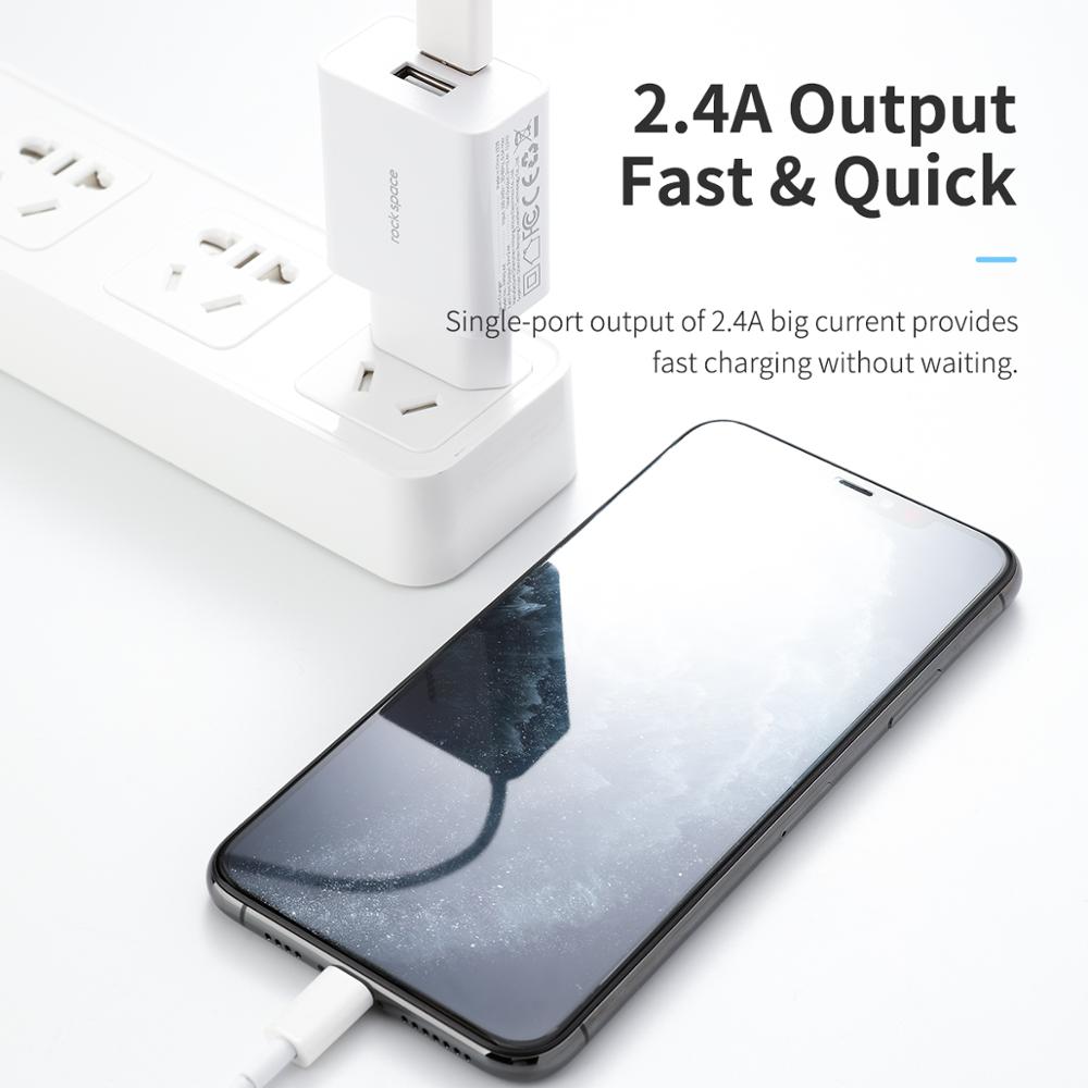 Rock Usb Dual Port Charger 5V 2.4A Snel Opladen Lader Adapter Eu Plug Mobiele Telefoon Voor Iphone Ipad mini Samsung Xiaomi