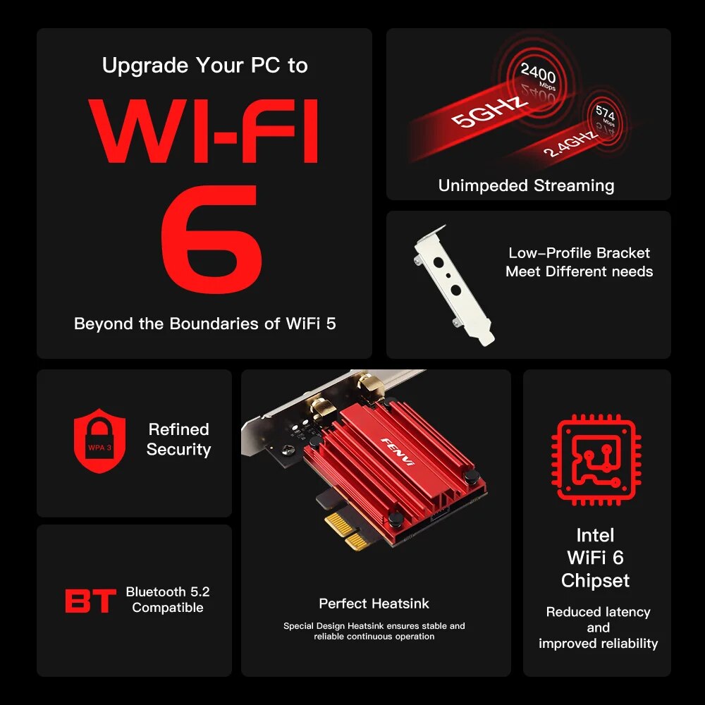 Fengvi-adaptador de rede wi-fi, 1800mbps, pci express, sem fio, bt 5.2, banda dupla, 802. 11ax/ac, mt7921, janelas 10/11