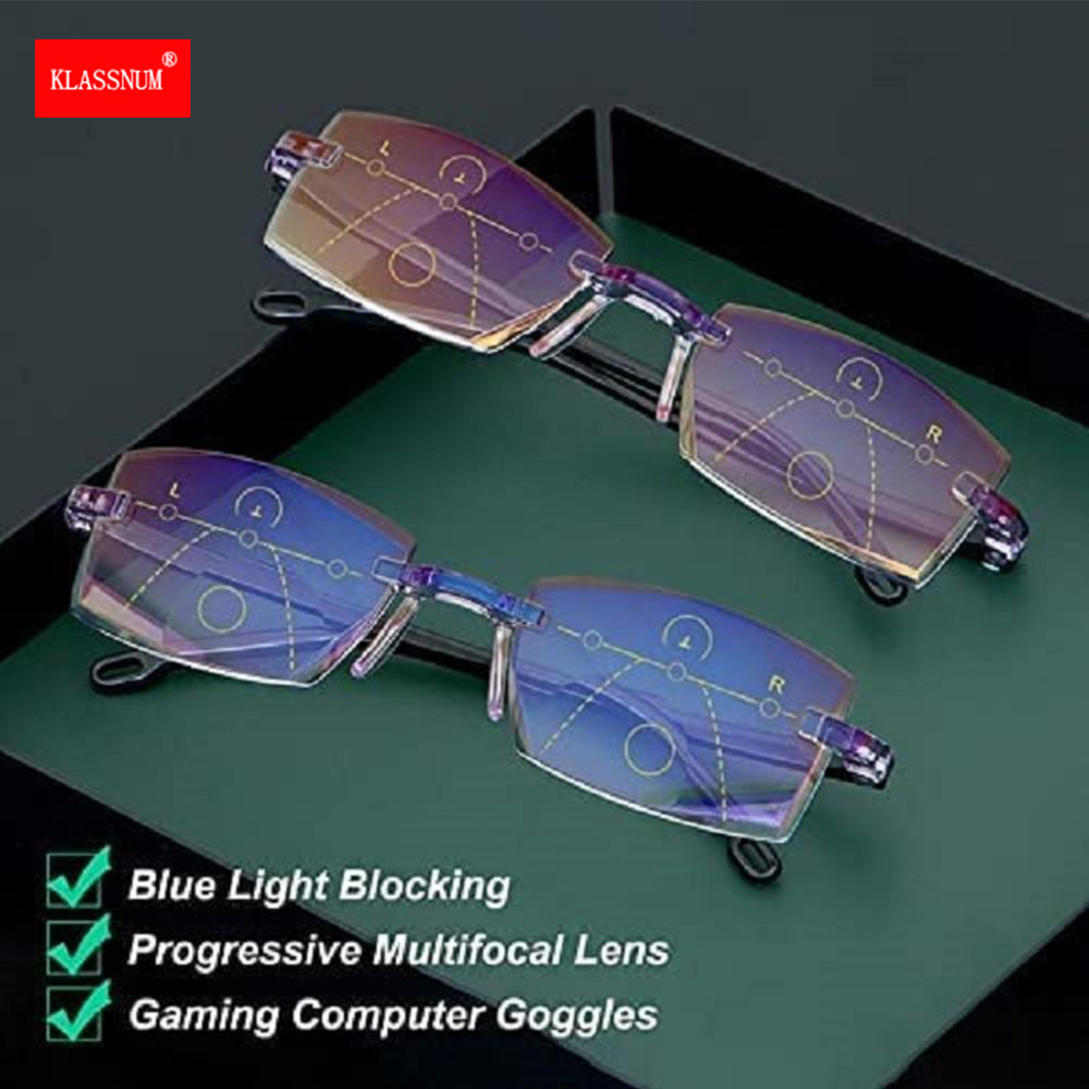 Gafas inteligentes con ajuste automático para hombre y mujer, lentes de aumento con brillo de lectura, antiluz azul + 1,0-+ 4,0
