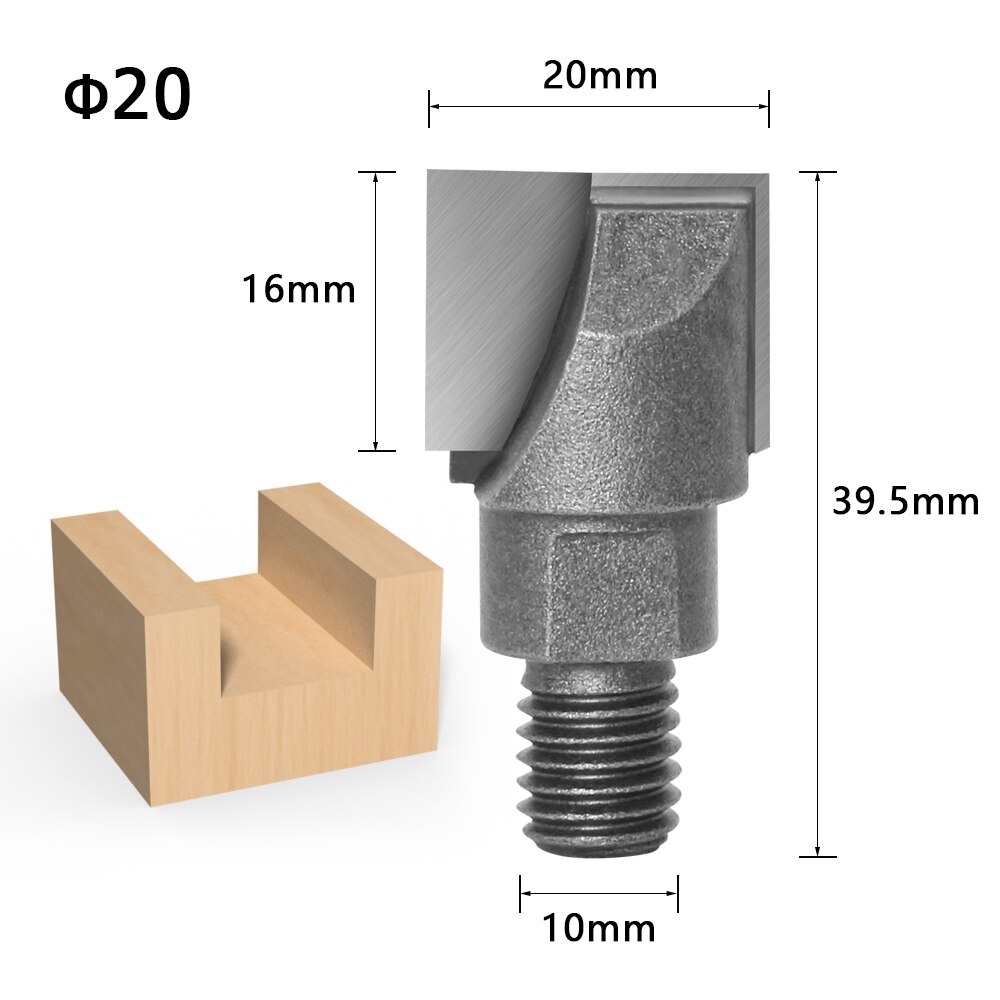 1pcs 10MM Shank CNC Cleaning bottom router bit Woodworking Tools two Screw thread cutter lock milling cutter: 10X20