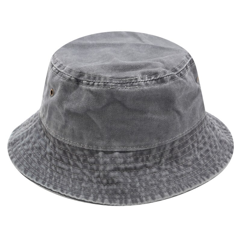 Soild Bucket Hat Unisex Fisherman Hat Old Material Hiking Hat Women Ourdoor Cap Foldable Chapeau Men: Gray