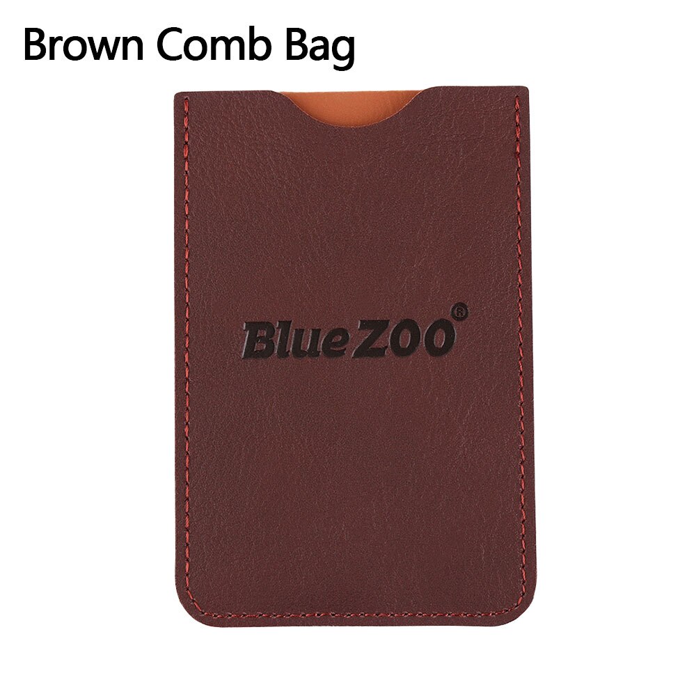 Peine de madera antiestático para Barba, peine de tamaño de bolsillo de madera con dientes gruesos y fino, cepillo de pelo de barba de doble cara, 1 unidad: Brown Comb Bag
