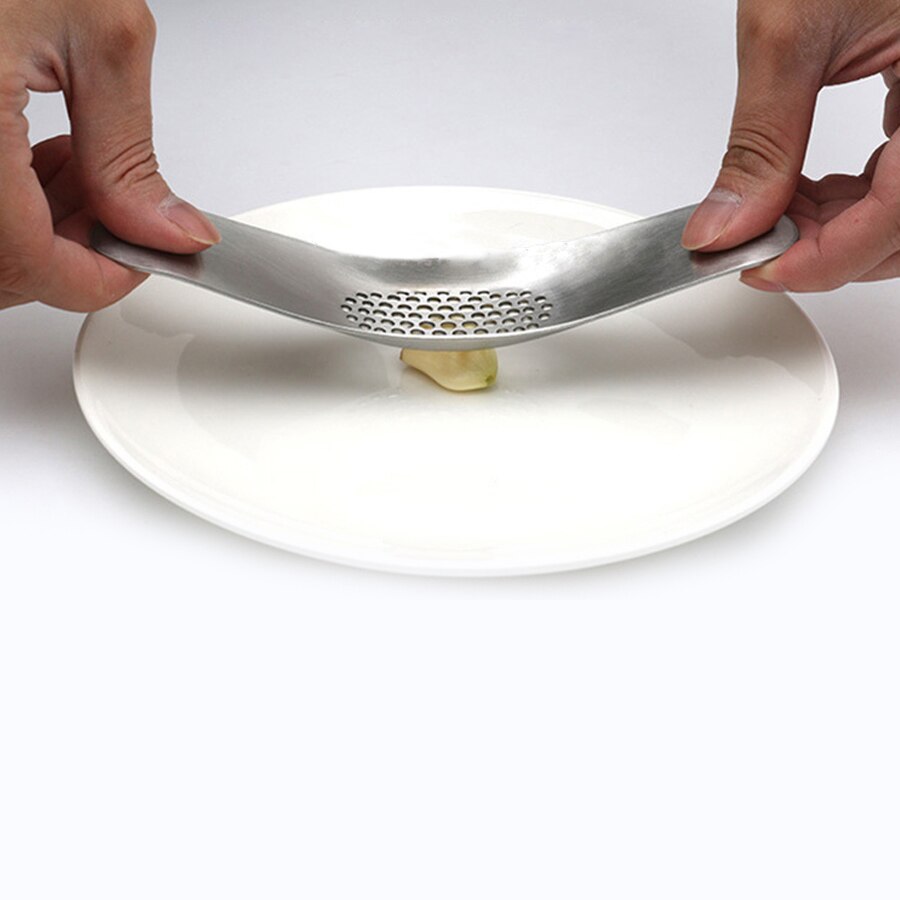 Rvs Gebogen Handleiding Knoflookpers Knoflook Rocker Crusher Knoflook Chopper Persen Knoflook Stamper Keuken Gereedschap