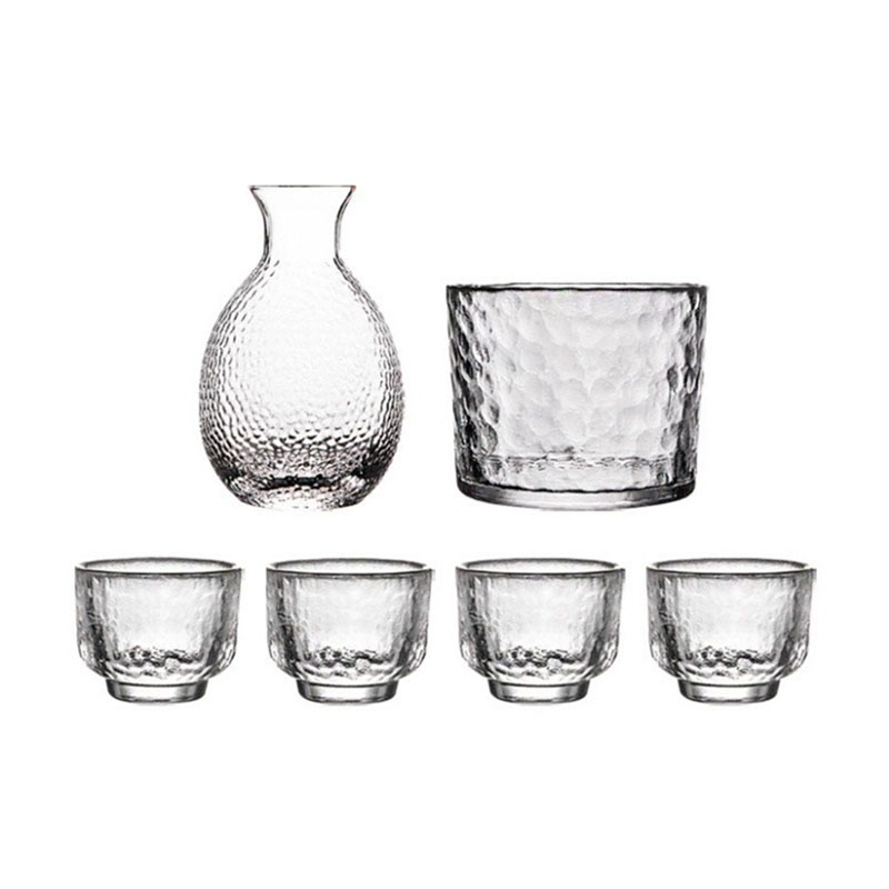 Hammer Pattern Ice Fog Matte Cup Japanese Sake Set Wine Warmer Fruit Wine Tequila Pot Whisky Glass Cup Wineware: GLASS