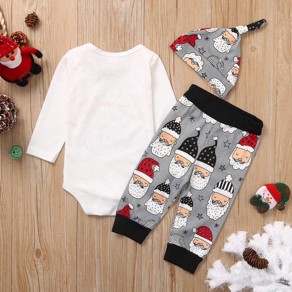 Geboren Baby Kleding Kerst Pasgeboren Baby Baby Meisjes Jongens Kerst Santa Cartoon Romper Broek Outfits Vestido Infantil A1