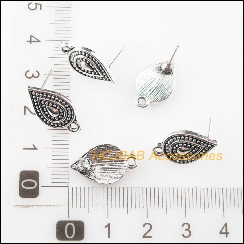 8Pcs Tibetaans Zilveren Kleur Teardrop Bloem Oorbellen Draadhaken Bevindingen 10x18mm