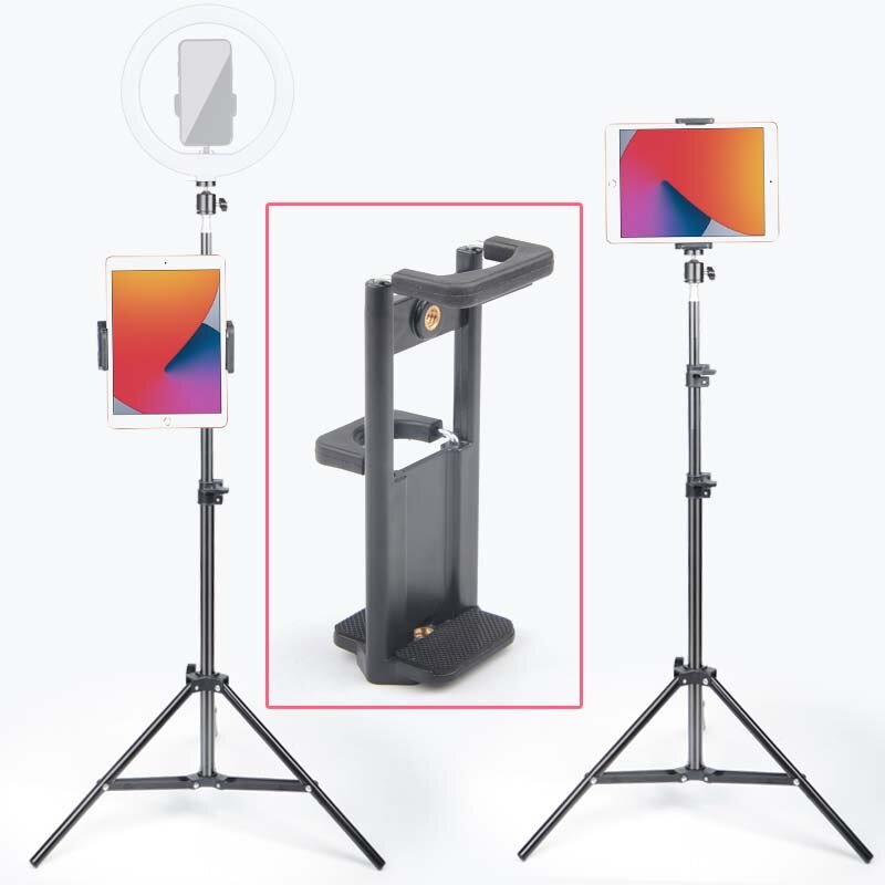 Ipad Live Holder 1/4 Mobile Phone Tablet PC Computer Photography Light double Holder Three Anchor Live Floor-Video Filming