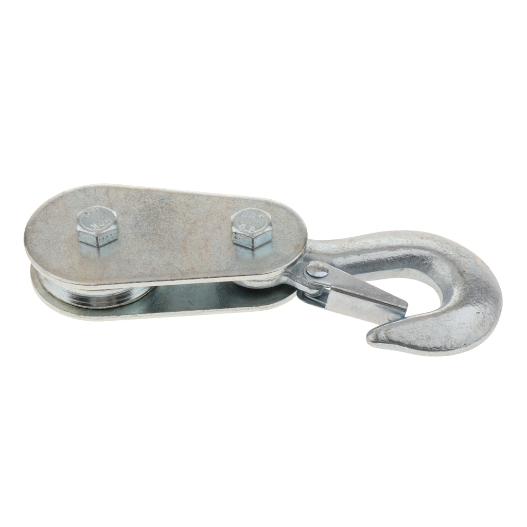2 ton lyftblock remskiva draghjul med krok för vinsch - silver
