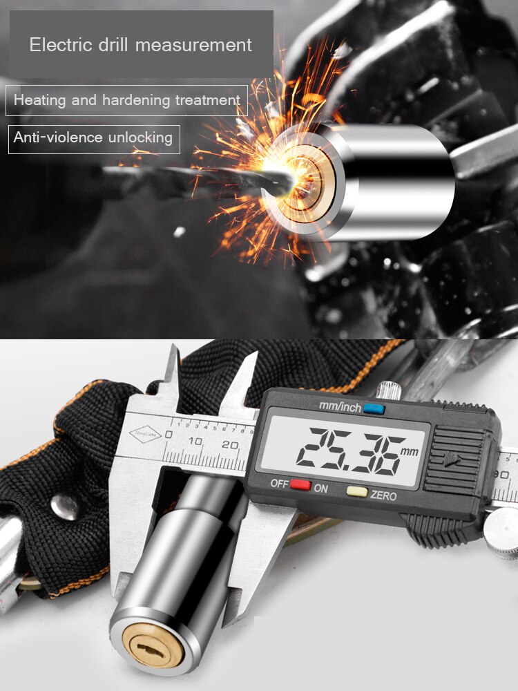 Coolchange Bike Chain Lock Outdoor Bike Protector Cycling Chain Lock Safe Anti-Theft Bicycle Chain Lock For Motorcycle Lock