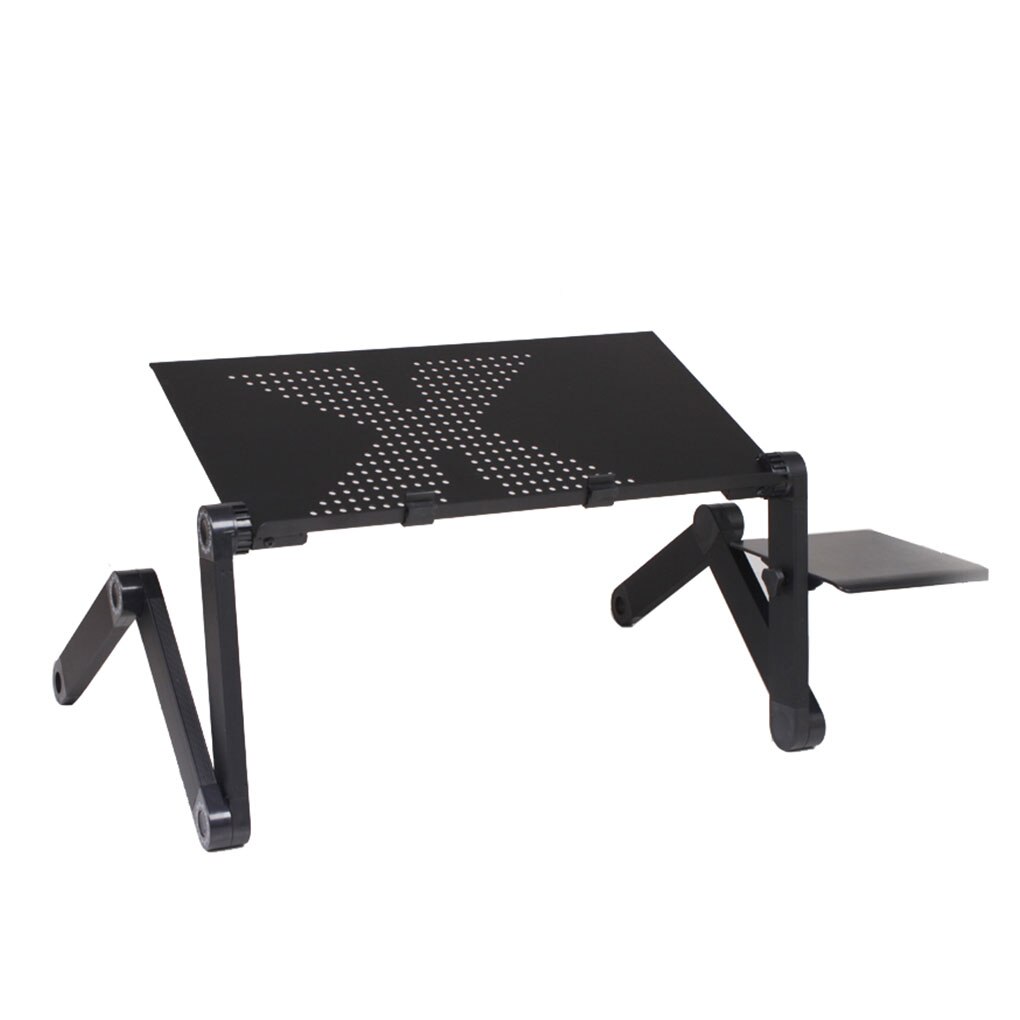 Adjustable Laptop Desk Stand Portable Metal Ergonomic Lap Desk For TV Bed Sofa PC Notebook Table Desk Stand With Mouse Pad: Black