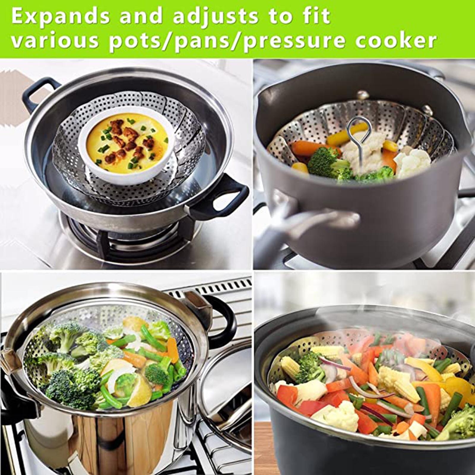 Panier à vapeur de légumes, support à œufs pliant en acier inoxydable, ustensiles de cuisine pour s&#39;adapter à différentes tailles de Pot, outils de cuisine