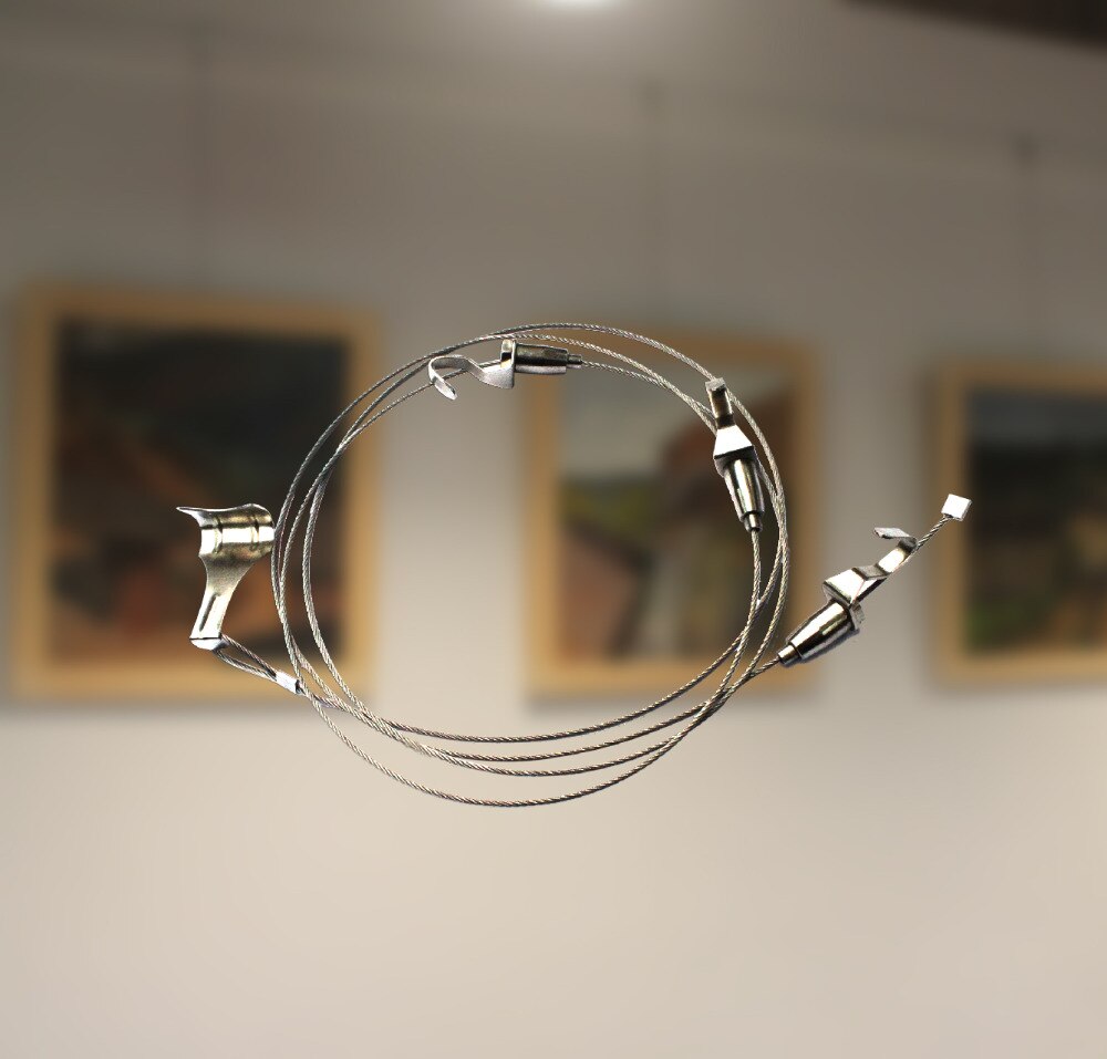 Exhibition Art Hanging System Gallery Large Paint Picture Photo Display Kit Stainless Steel Wire Cable Ceiling Hook 1pc