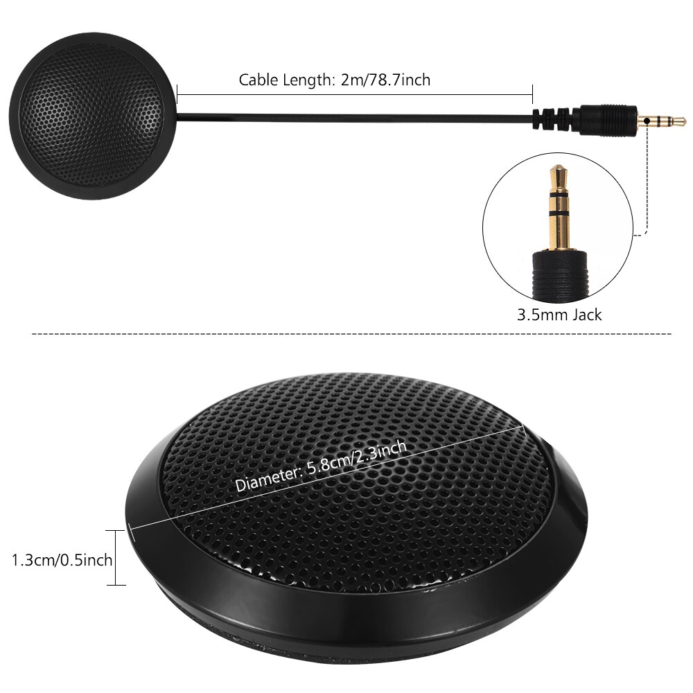 3.5mm Jack Omni-directional Microphone Mic for Computer Portable Mic Video Camera for Video Conference Meeting Internet