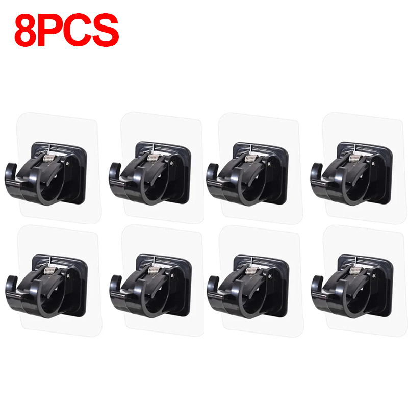 Clip de barra de cortina ajustable, ganchos de pared autoadhesivos, sin perforaciones, soporte colgante para barra de cortina de ducha, accesorios de baño, 2-8 Uds.: Multicolor