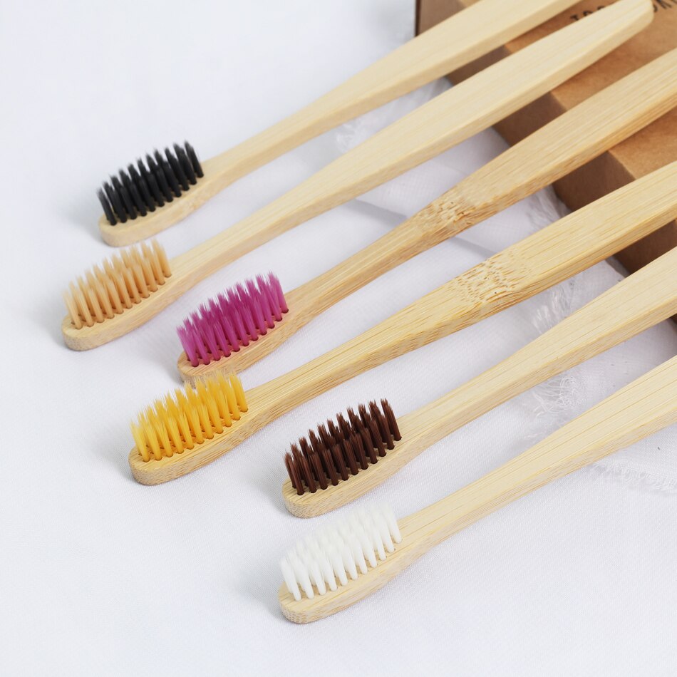 10 Pack Toothbrush Eco Friendly Bamboo Soft Fibre Toothbrush Teeth Brush Solid Bamboo Handle Biodegradable