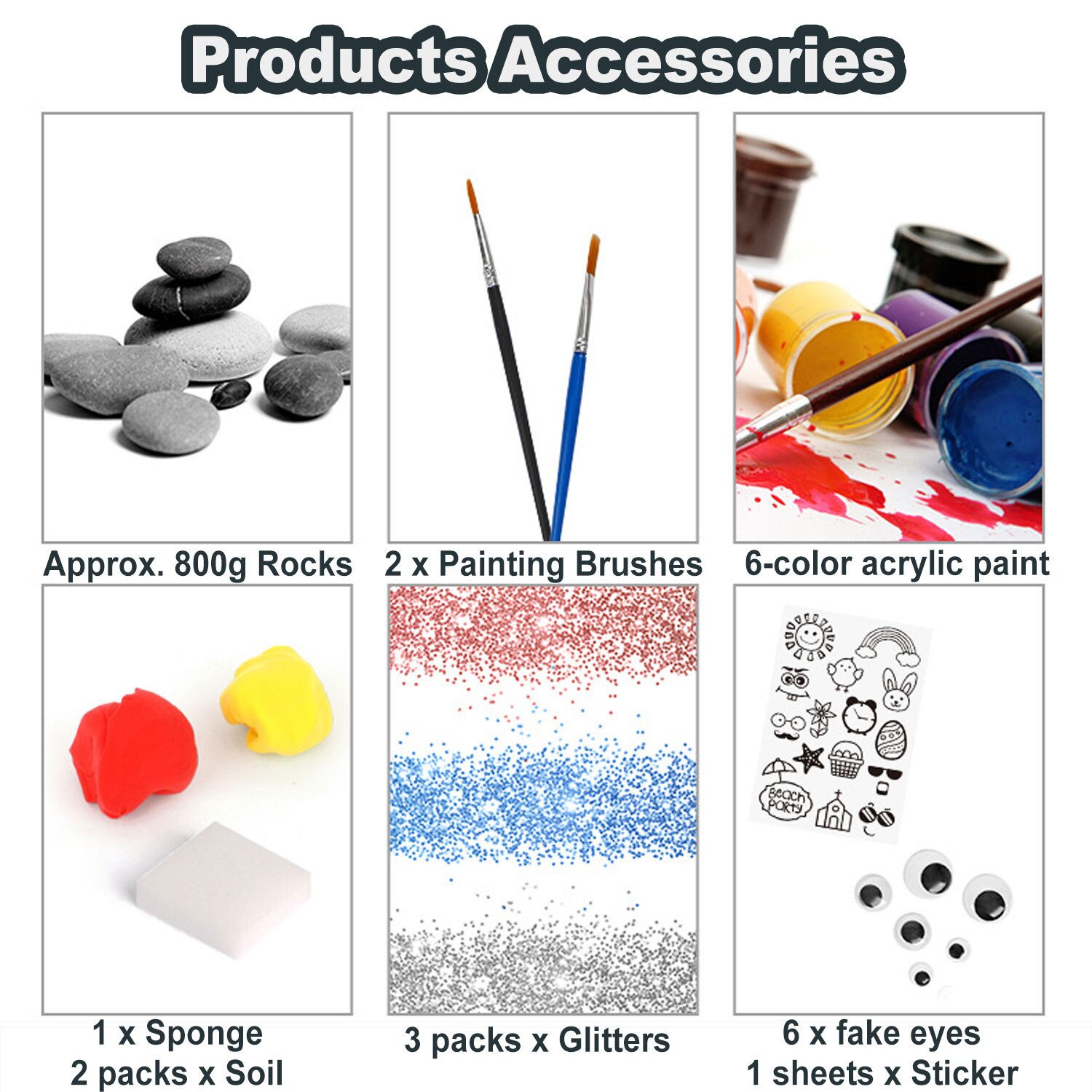 Kit de pintura de roca para niños, suministros de dibujo para pintar con arte de piedra completa, de cumpleaños, Navidad, Año