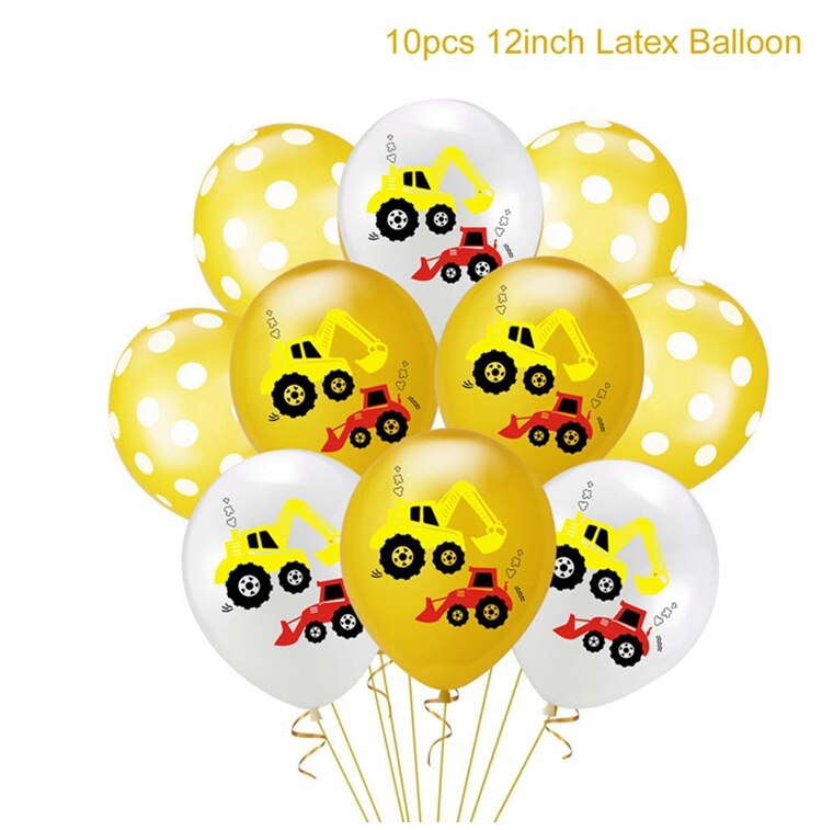 Byggefest ingeniørbiler fødselsdagsfest dekoration tillykke med fødselsdagsfest indretning baby shower gul lastbil balloner biler: Ballonsæt 8
