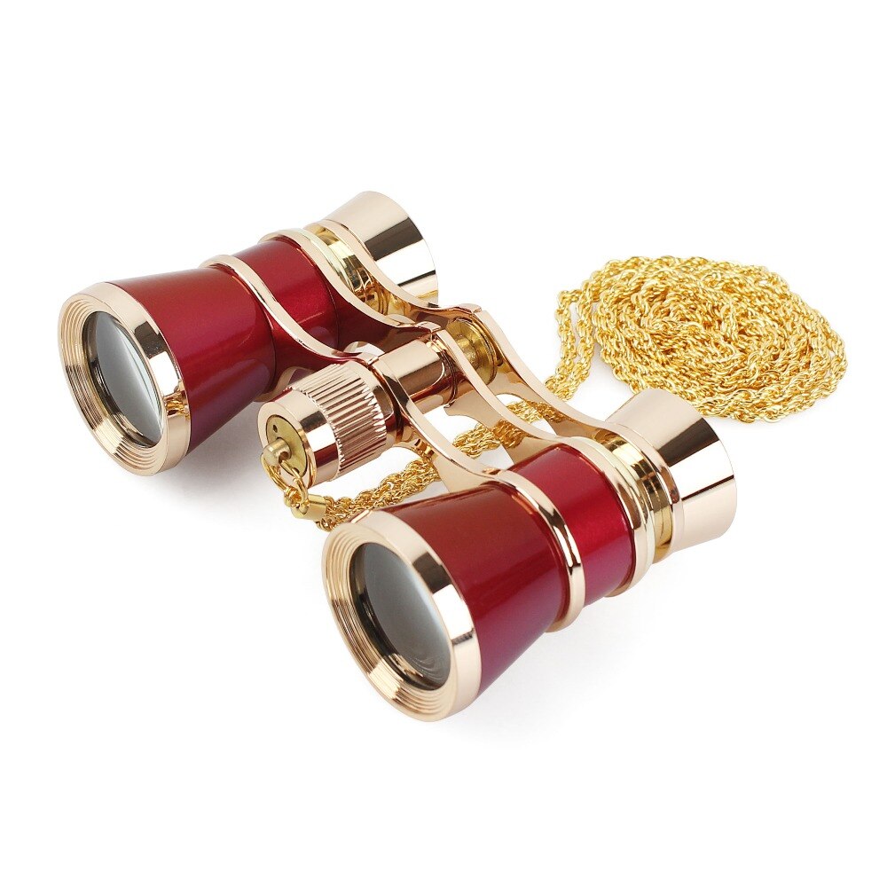 Prismáticos clásicos plegables para teatro, lentes ópticas de cuerpo de Metal con cadena, telescopio de Retro, 3x25