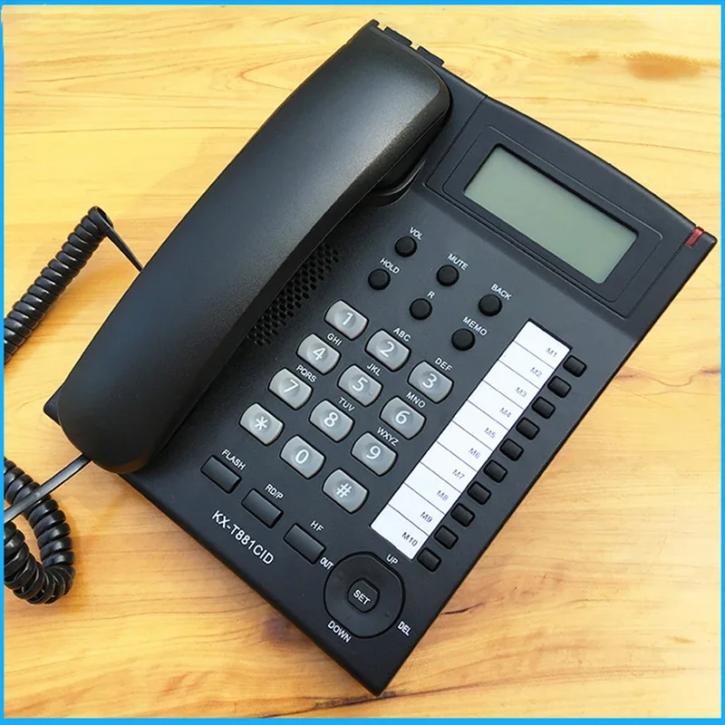 Teléfono Fijo de escritorio con cable, manos libres, retroiluminado azul, identificador de llamadas, en inglés, para casa/Hotel/Oficina