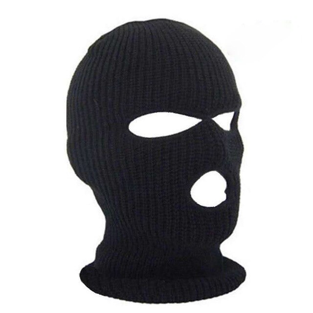 Winter Balaclava Warm Knit ski mask 3 hole Knitted Full Face Cover Ski Mask Full Face Mask for Outdoor Sports: black