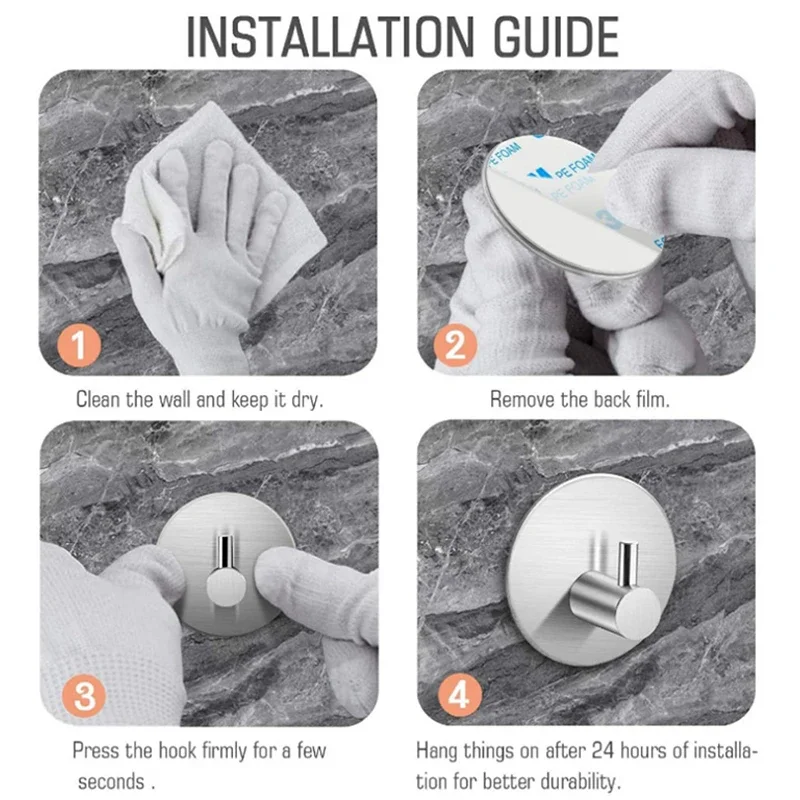 2 Stuks Zelfklevende Badkamer Robe Handdoek Hanger Haken 304 Roestvrij Stalen Haak Voor Badkamer Hangers Douche Houder Haak Accessoires