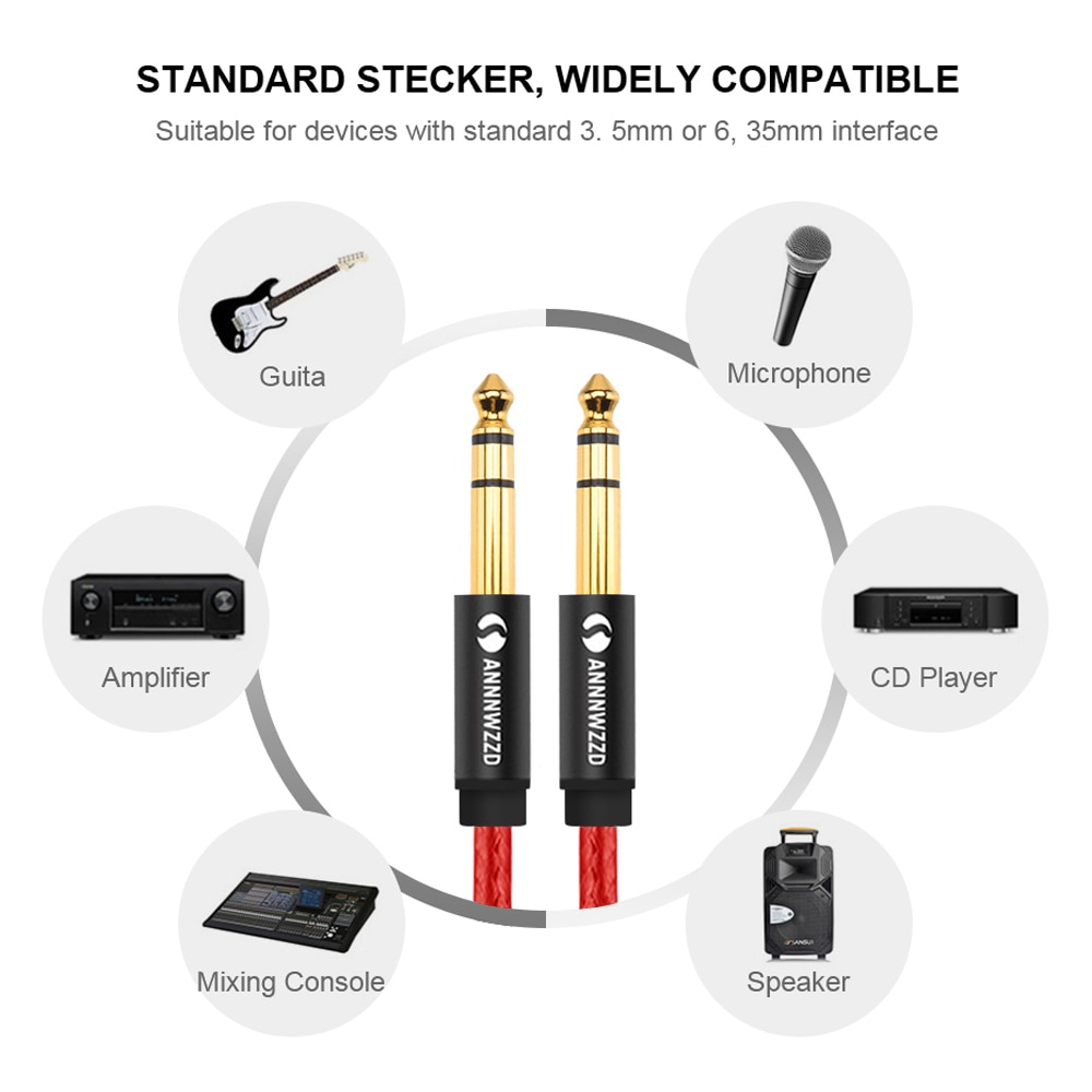 6,35mm zu 6,35mm Stereo Kabel 1/4 Zoll Männlichen TRS Lautsprecher Ampere Kabel Jack für Gitarre Verstärker Tastatur Professionelle Instrument etc